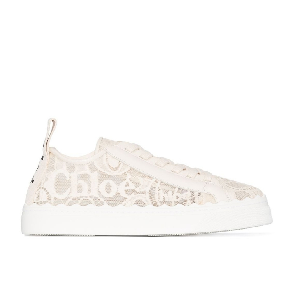 Chloé Lauren Mesh Lace Low-Top Sneakers Size 38 - Picture 2 of 11